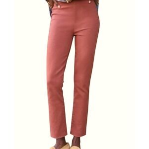 Frank & Eileen Womens Pull On Jeans Size 30 Salmon Terracotta Raw Hem Stretch